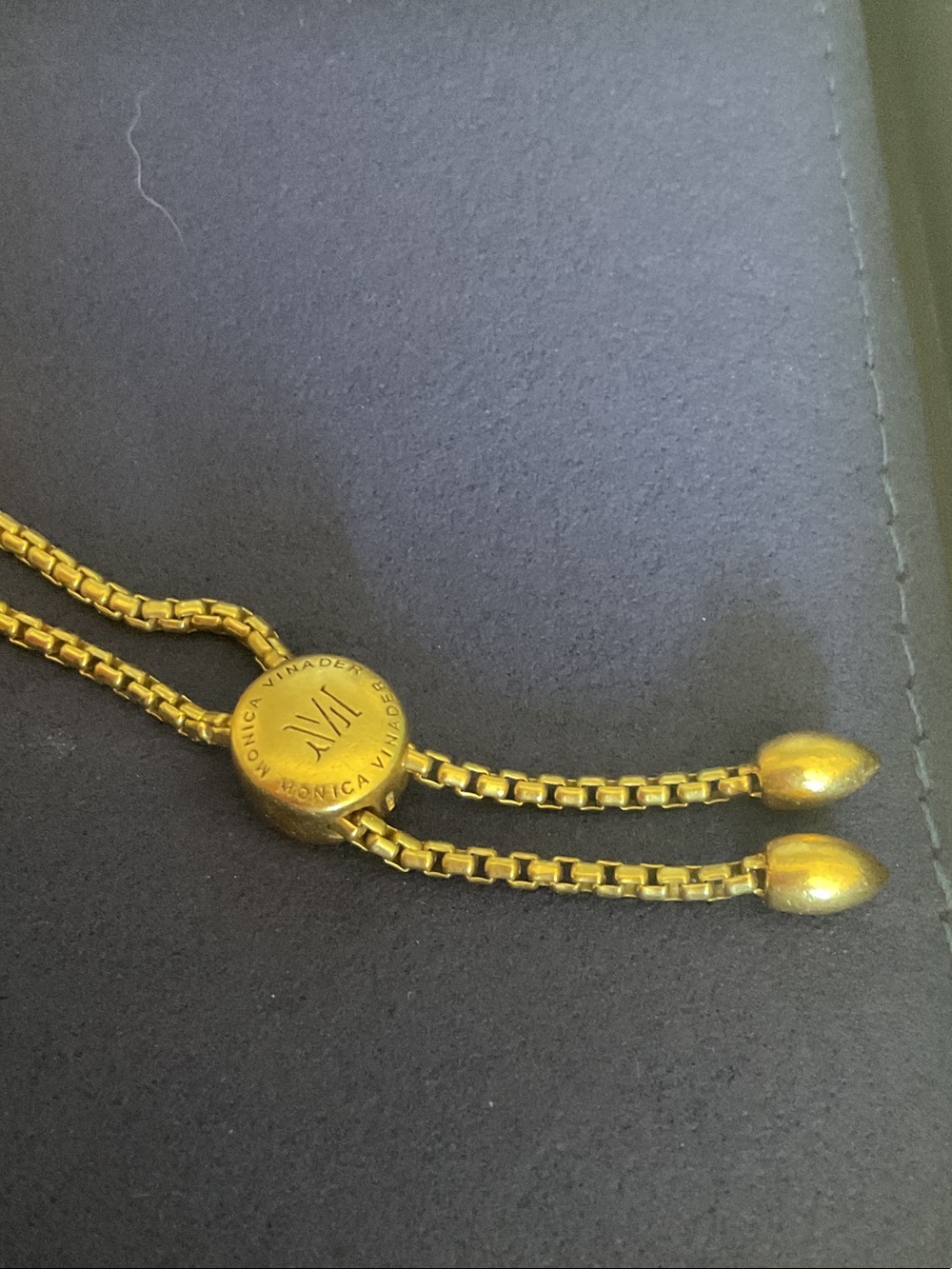 MONICA VINADER Gold ID Bar Sliding Chain Bracelet - Picture 2 of 3